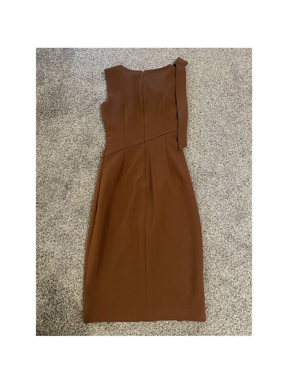 Calvin Klein Brown Bow Shoulder Midi Dress Size 2 - Picture 9 of 13